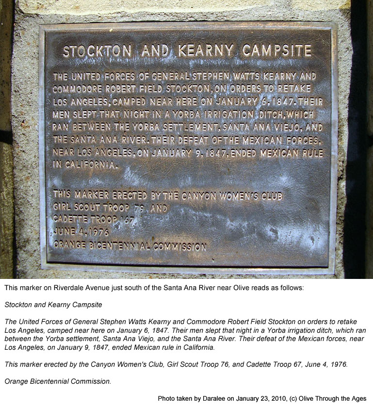 Stockton and Kearny campsite marker