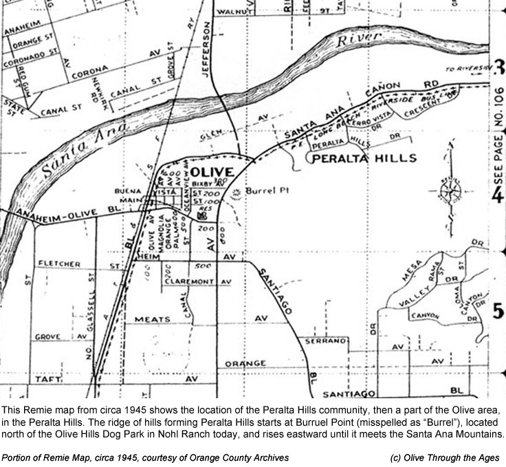 Peralta Hills on Remie Map from c1945
